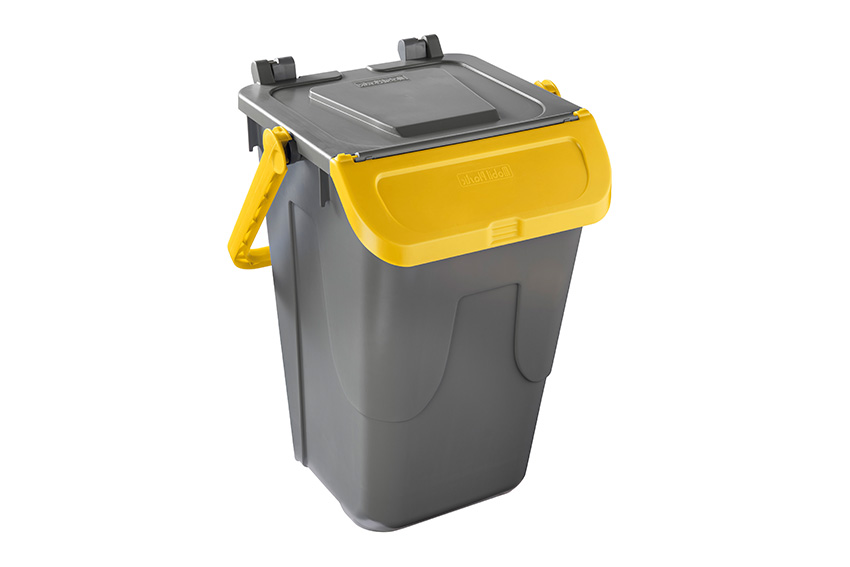 Waste bin with hingedlid - grey body - 35l 