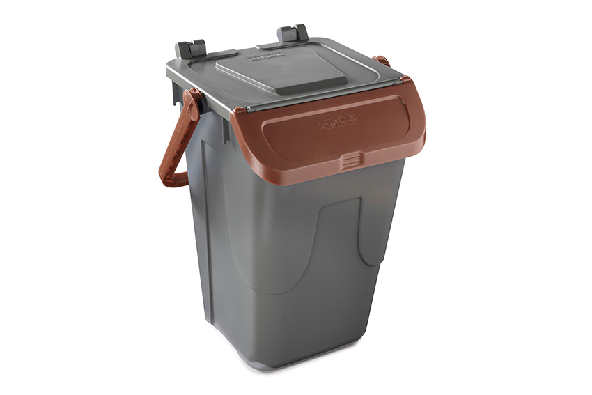 Waste bin with hingedlid - grey body - 35l 