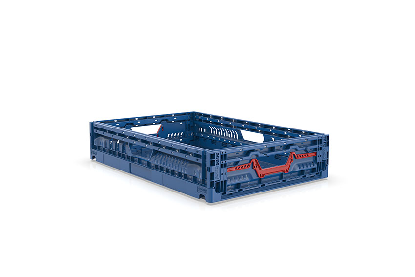 EN Folding crate Blue Line 23L - 600x400x120mm - without lid - perforated 