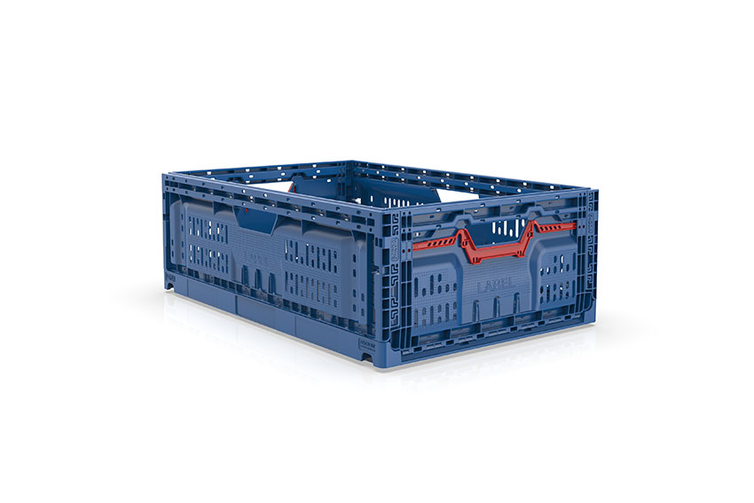 EN Folding crate Blue Line 40L - 600x400x200mm - without lid - perforated 