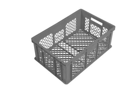 EN stacking bread crate 46l - 600x400x240mm - perforated sides and bottom - 2 open handles
