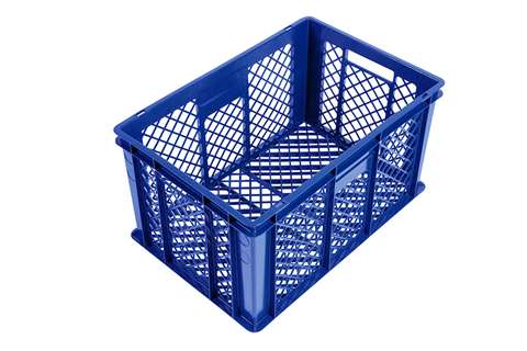 EN stacking bread crate 64l - 600x400x320mm - perforated sides and bottom - 2 open handles