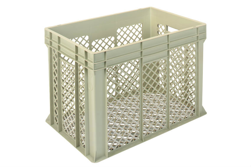 EN Stacking bin Gold 90l - 600x400x450mm - perforated sides and reinforced perforated bottom 