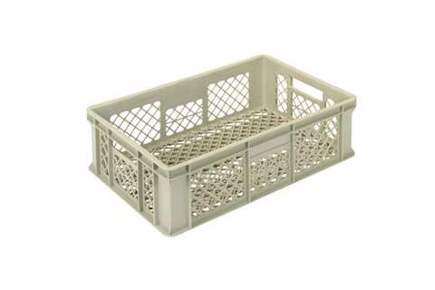 EN Stacking bin Gold 33l - 600x400x170mm - perforated sides and reinforced perforated bottom