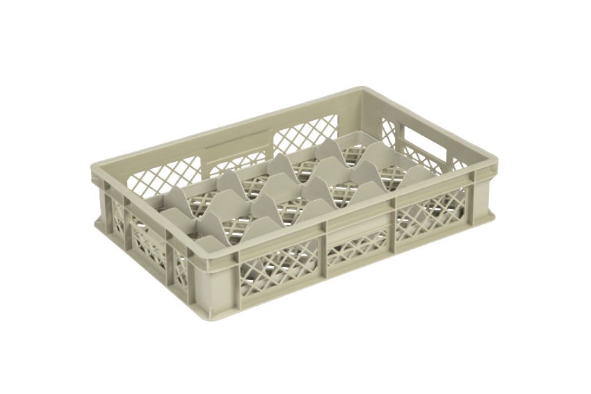 Glass rack 15 compartments 600x400x130mm - ø106mm - vented 