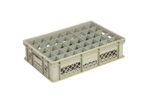 Gläserbehälter 40 Fächer 600x400x150mm - Ø65mm - Perforiert