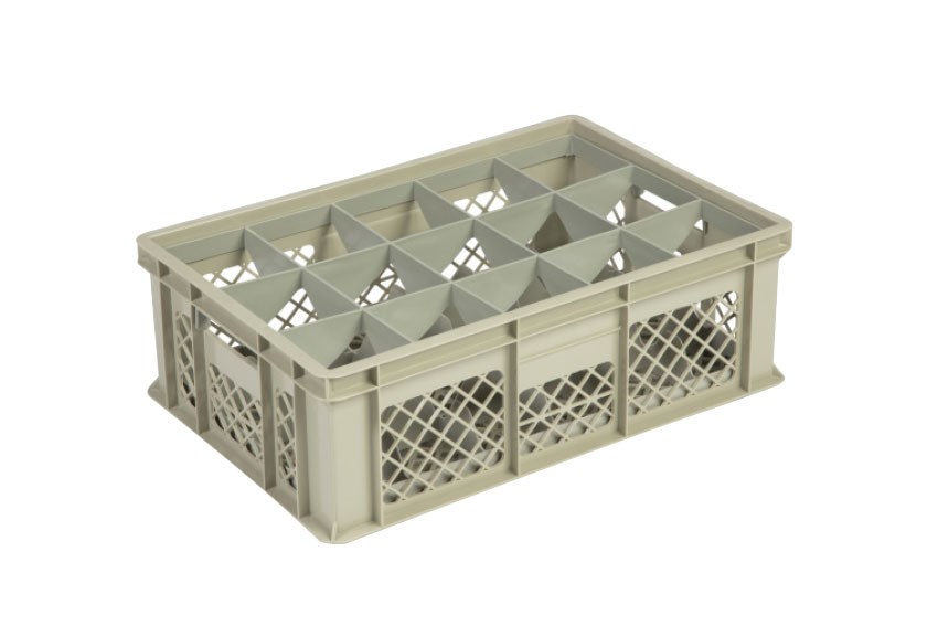 Glass rack 15 compartments 600x400x200mm - ø106mm - vented 