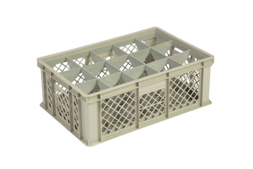 Glass rack 15 compartments 600x400x220mm - ø106mm - vented 