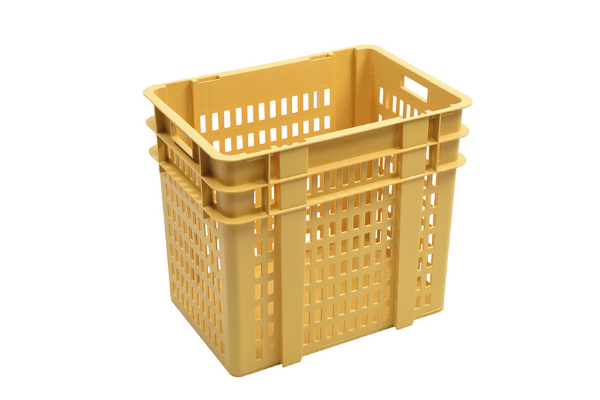 Hoher Brotkorb 120l - 640x450x555mm - perforierte Wände, geschlossener Boden - 2 offene Griffe 