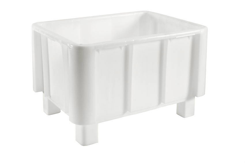 EN Large volume bin 140l - 800x600x510mm - on 4 feet - reinforced ribbed bottom 