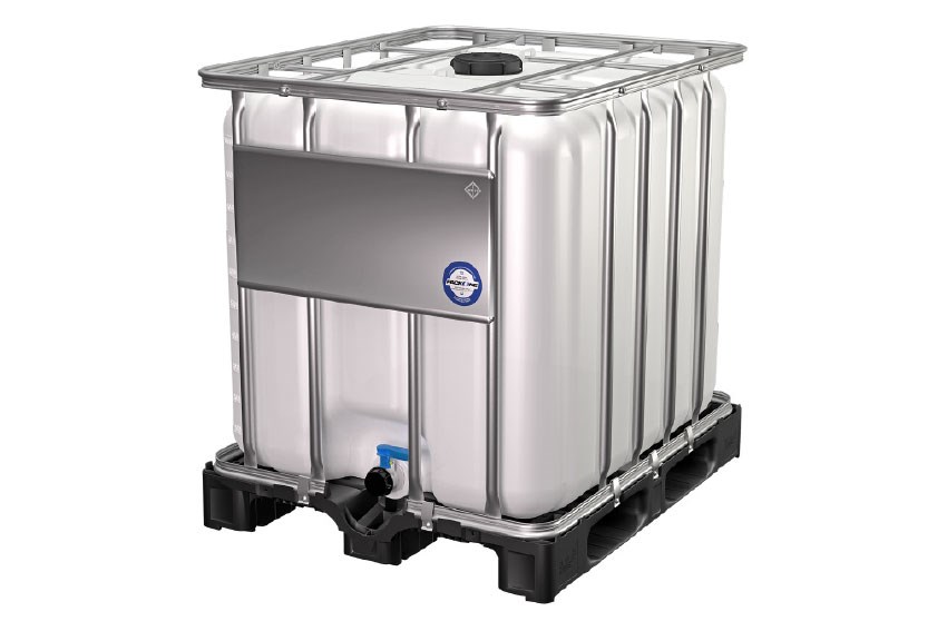 IBC Behälter Un 1000l - 1200x1000x1175 -Kunststoff Palette -Einfüllöff. Ø150mm - austauschbarer Kran 