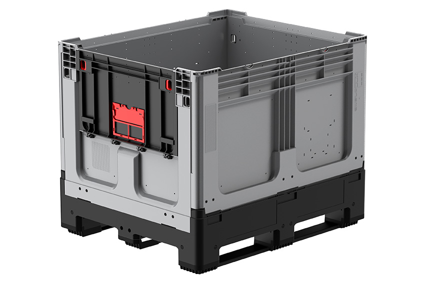 Logifold Box 1200x1000x975mm - 855l - geschlossen - 3 Kufen - Klapptür 1 kurze Seite 