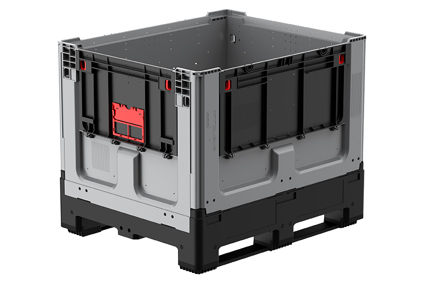Logifold Box 1200x1000x975mm - 855l - geschlossen - 2 Kufen – Klapptür 1 kurze + 1 lange Seite 