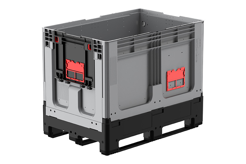 Logifold Box 1200x800x958mm - 660l - geschlossen - 3 Kufen - Klapptür 1 kurze Seite 