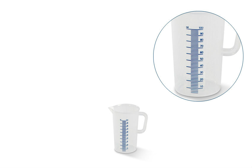 Graduated measuring cup - 100 ml - blue raised scale 