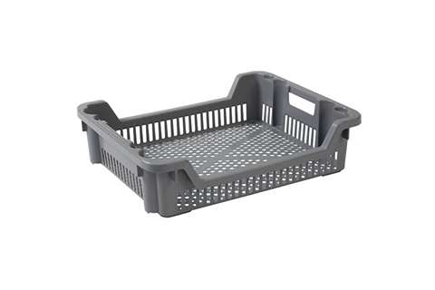 Nest- und Stapelbehälter 33l - 625x500x165/85mm - perforierte Wände und Boden - 2 offene Griffe
