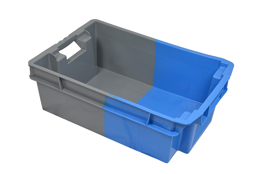 EN Nestable and stackable crate 32l - 600x400x200mm - closed sides and bottom - bicolor 