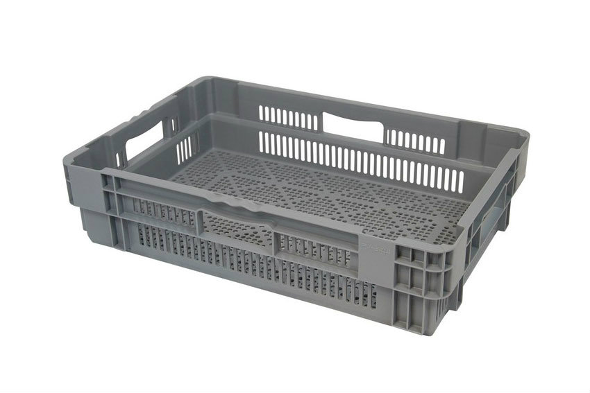 EN Nestable and stackable crate 26l - 600x400x144mm - perforated sides and bottom - monocolor 