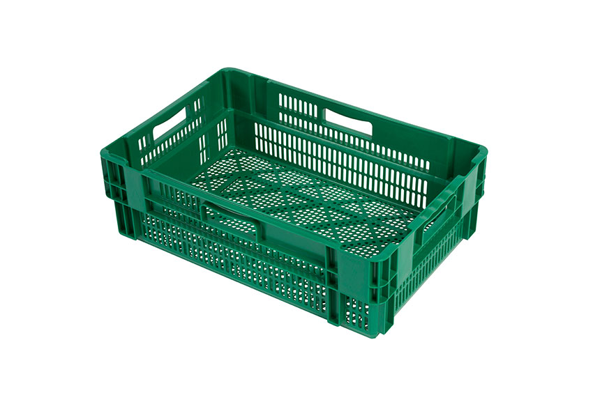 EN Nestable and stackable crate 34l - 600x400x187mm - perforated sides and bottom - monocolor 