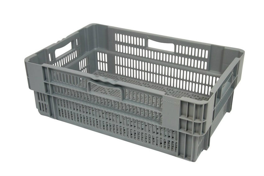EN Nestable and stackable crate 38l - 600x400x200mm - perforated sides and bottom - monocolor 
