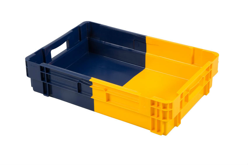 EN Nestable and stackable crate 25l - 600x400x144mm - closed sides and bottom - bicolor 