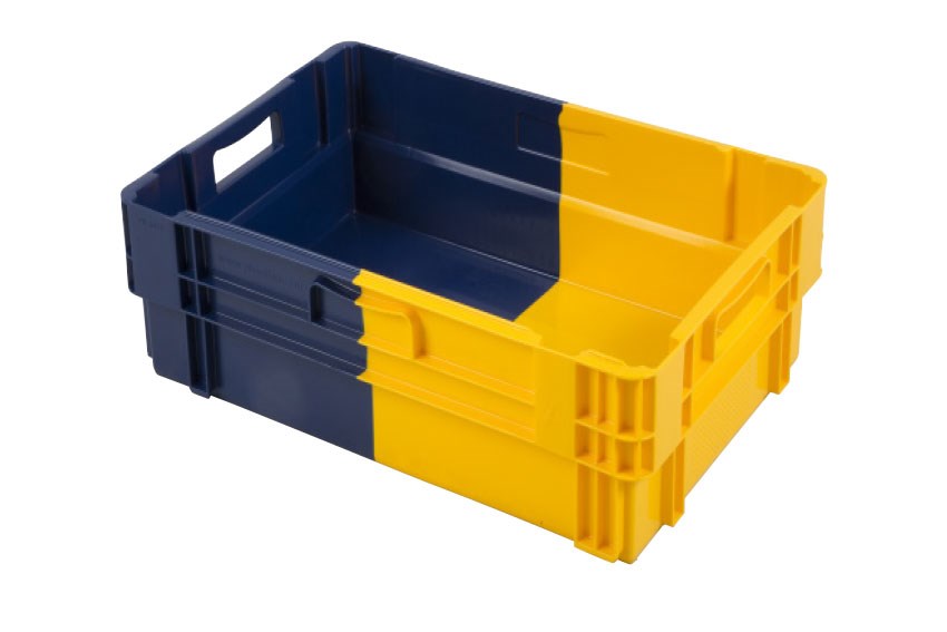 EN Nestable and stackable crate 47l - 600x400x240mm - closed sides and bottom - bicolor 