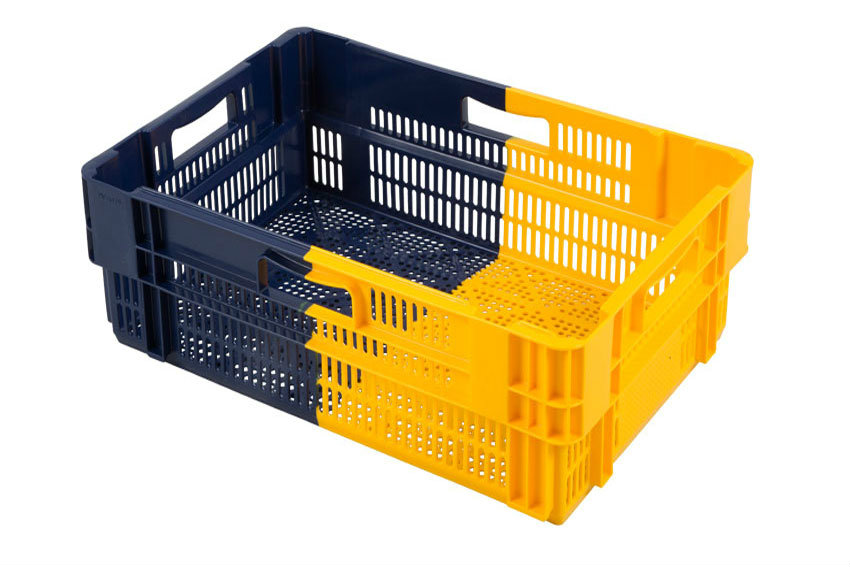 EN Nestable and stackable crate 47l - 600x400x245mm - perforated sides and bottom - bicolor 