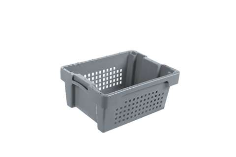 EN Nestable and stackable crate 14l - 400x300x170mm - perforated sides and closed bottom