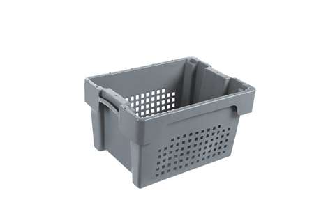 EN Nestable and stackable crate 18l - 400x300x220mm - perforated sides and closed bottom