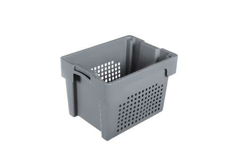 EN Nestable and stackable crate 23l - 400x300x270mm - perforated sides and closed bottom