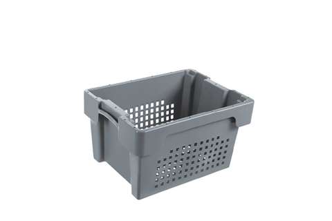 EN Nestable and stackable crate 18l - 400x300x220mm - sides and bottom perforated