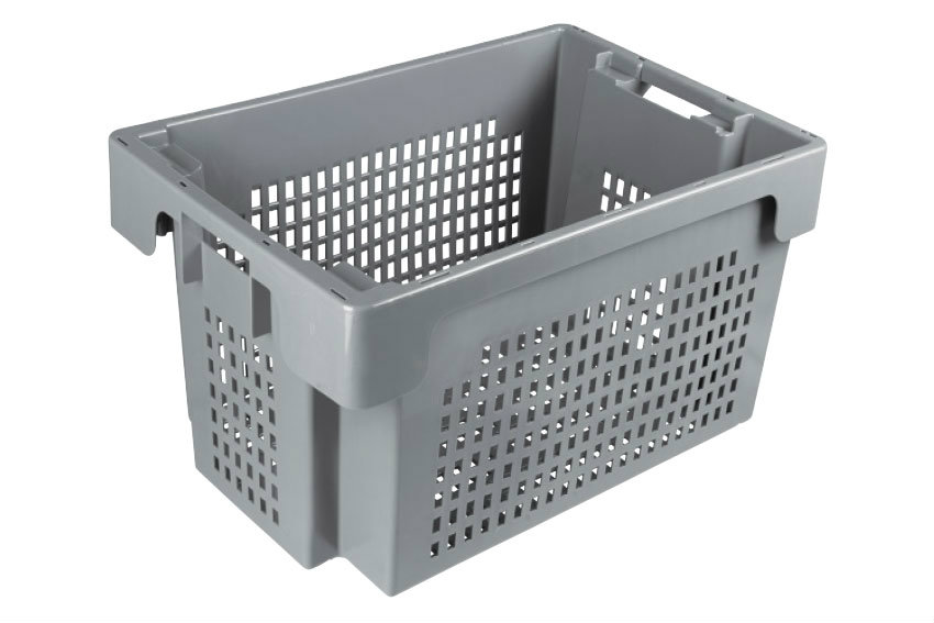 EN Nestable and stackable crate 60l - 600x400x350mm - sides and bottom perforated 