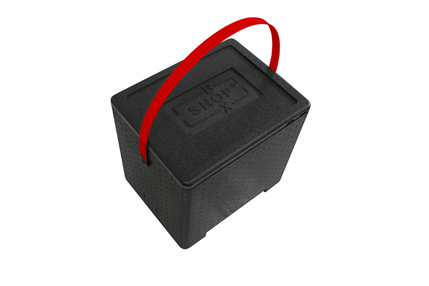 Isolierkühlbox Universal 31,2l - 415x320x320mm - Polibox Boxshop mit farbigem Tragegriff 