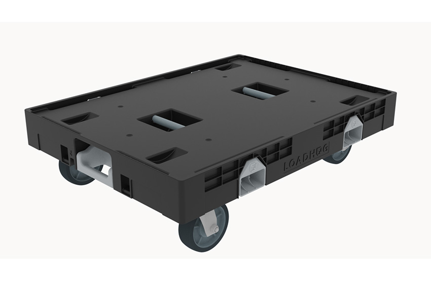 Dolly + Pedalbremssystem - 800x600x225mm - 2 Feste Räder / 2 Schwenkräder 