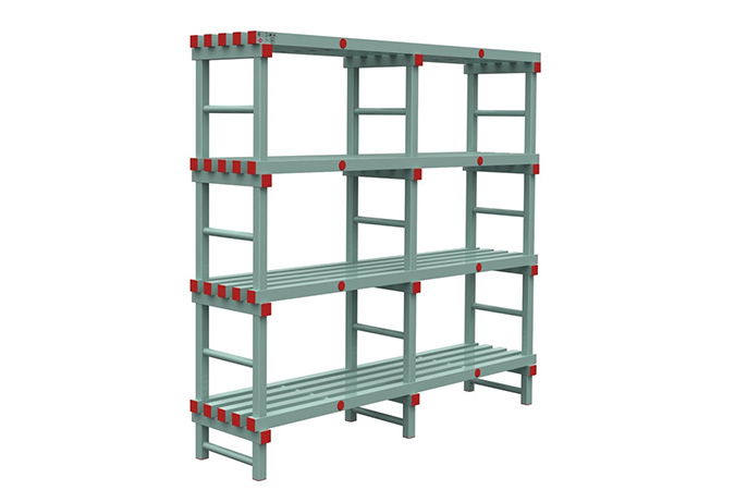 Rack 1500x500x1900mm - 4 levels - spacing 500mm - bottom clearance 200mm - 2 sections 