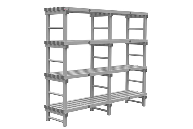 Rack 1500x500x1900mm - 4 levels - spacing 500mm - bottom clearance 200mm - 2 sections 