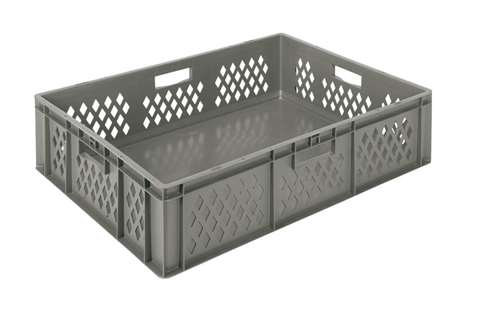 EN Stacking bin Rainbow 82l - 800x600x210mm - perforated sides and closed bottom