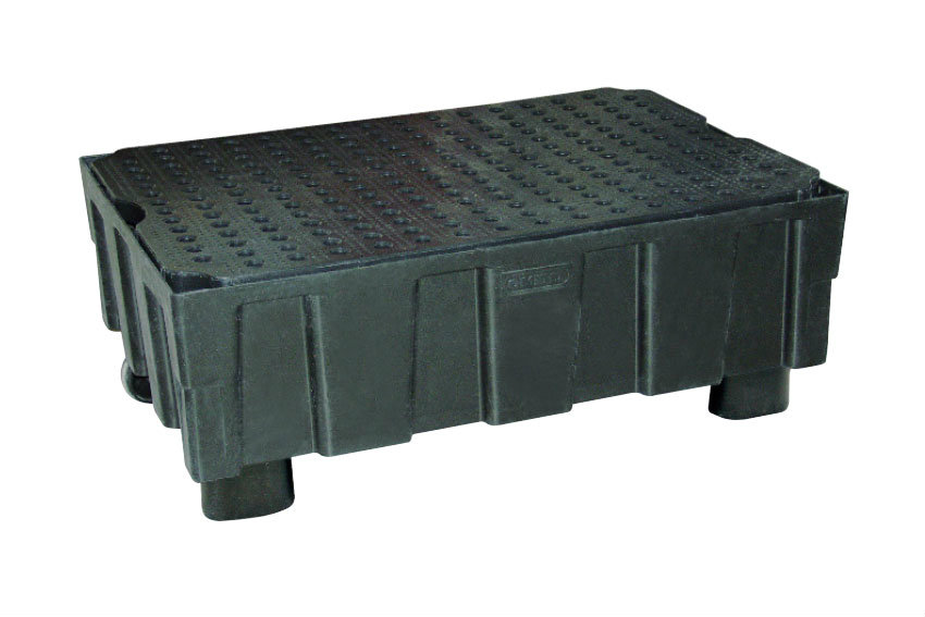 Euro-pe 250l retention bin - on feet - with pe grid 