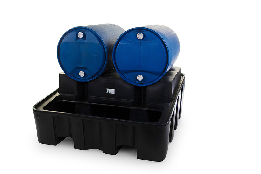Leak tray - 2 lying barrels - 450l - 1375x1350x635mm 