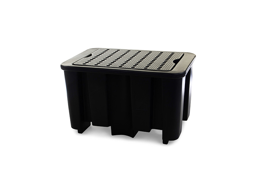 Spillpallet for 1 drum - 230l - black - with grid - not for DE/AT 