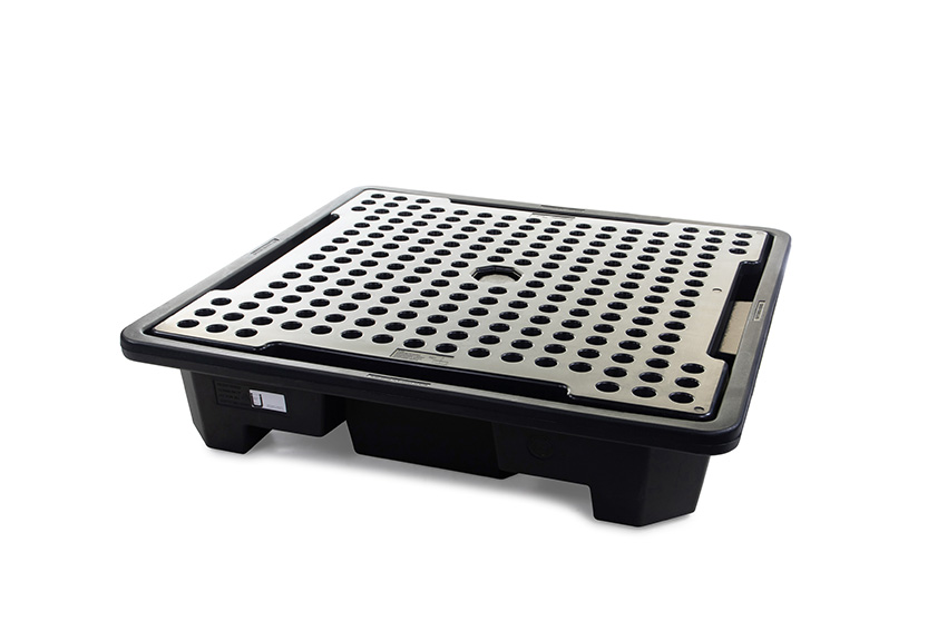 Leak tray with grate - 4 barrels - 249l - 1460x1460x305mm - nestable 