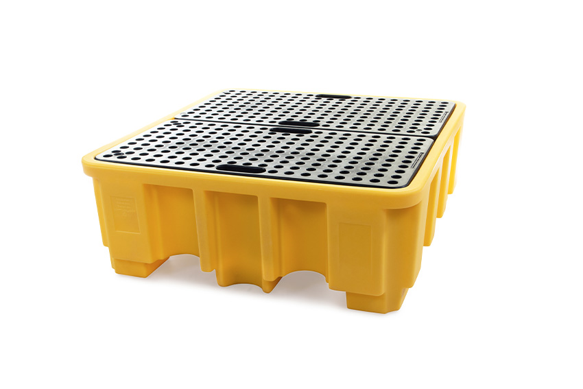 Spillpallet for 4 drums - 485l - black - with grid - not for DE/AT 