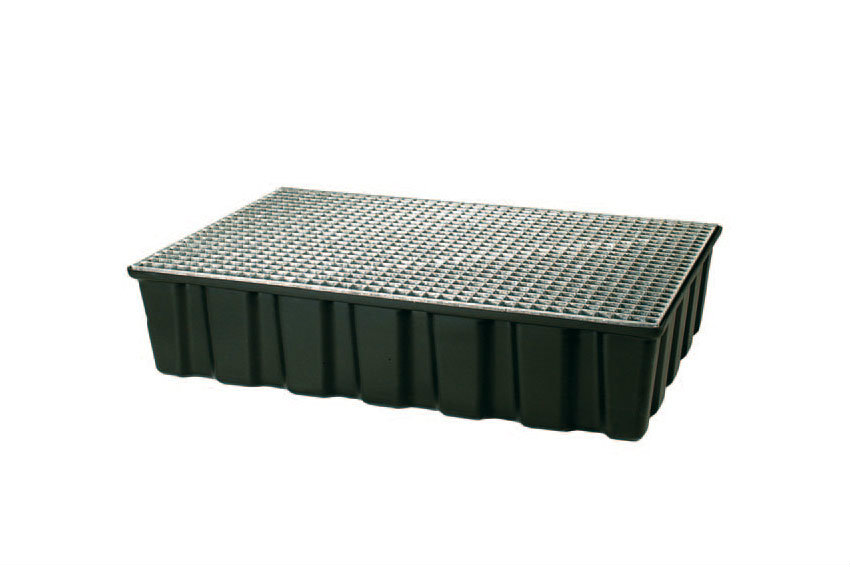 Spill tray 1220x820mm - 200 l - pe - with galvanized grid 