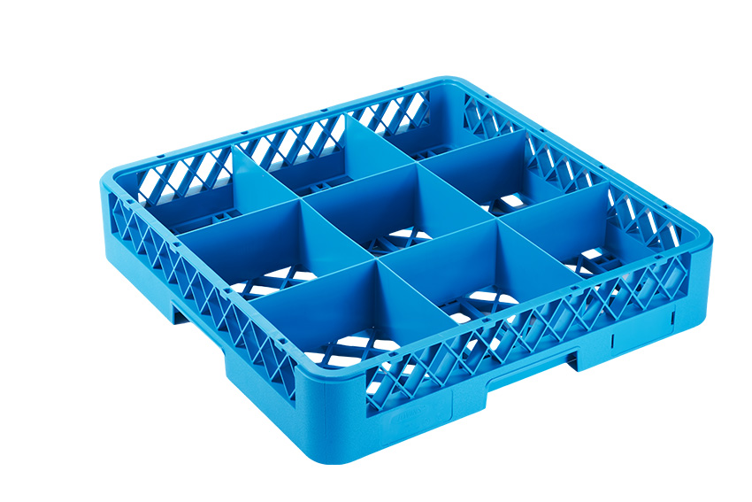 Qubb glass basket 9 compartments - 500x500x100mm - max ø glass: 115-150mm 
