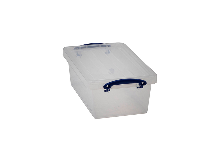 Transparent nestable reinforced box 5,5l stackable on included lid - 350x210x125mm 