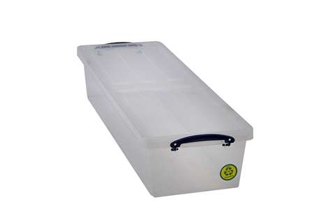 Transparent nestable reinforced box 23l stackable on included lid - 820x270x160mm