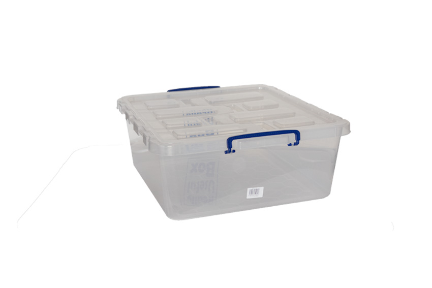 Transparent nestable reinforced box 31,5l stackable on winged lid - 515x460x200mm 