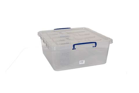 Transparent nestable reinforced box 31,5l stackable on winged lid - 515x460x200mm