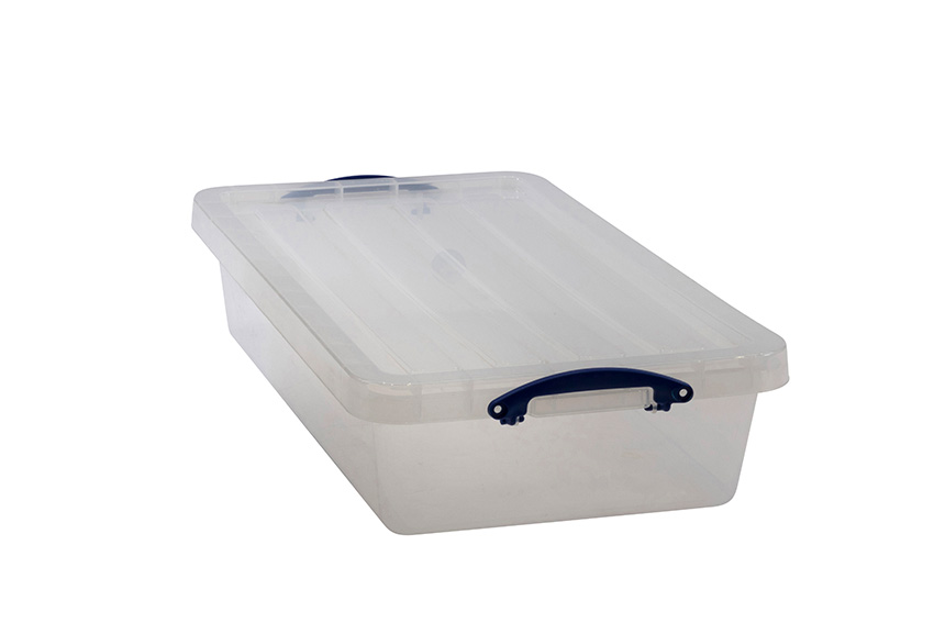 Transparent nestable reinforced box 41l stackable on included lid - 815x440x180mm 