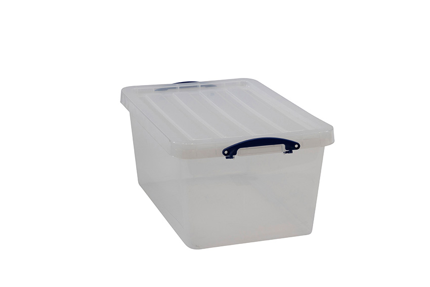 Transparent nestable reinforced box 61l stackable on included lid - 680x440x310mm 
